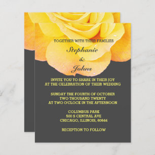 Floral Golden Yellow Orange Grey Gray Cool Wedding