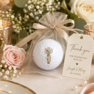 Floral Golf Bag with Flowers Wedding Favor Gift Balls