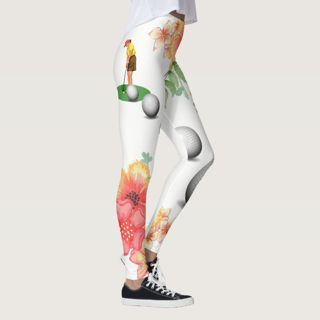 Floral Golf Balls Golfer Leggings (Right)