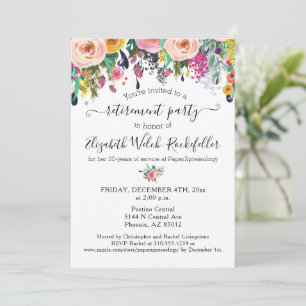 Floral Good Luck Send Off Retirement Party Invitation