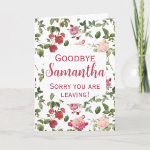 Floral Goodbye Pink Rose Flower Card