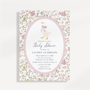 Floral Goose Baby Shower Invitation