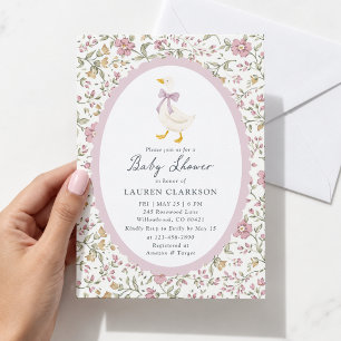 Floral Goose Baby Shower Invitation