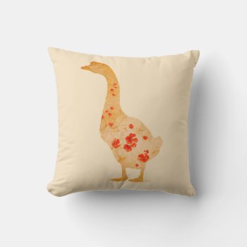 Floral Goose Red Poppy Throw Pillow by BamalamArt at Zazzle