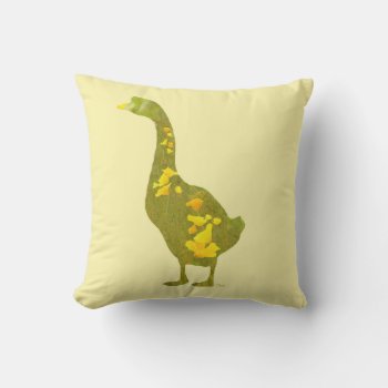Floral Goose Yellow Poppy Throw Pillow by BamalamArt at Zazzle