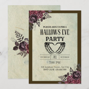 Floral Goth Vintage Hallows Even Party Invitation