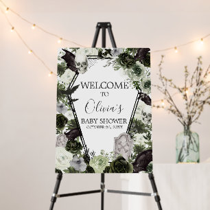 Floral Gothic Baby Shower Welcome Sign