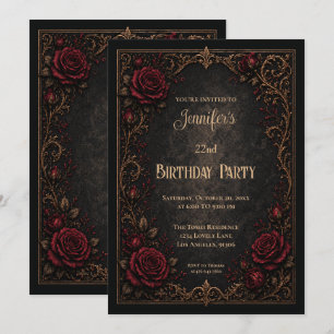 Floral Gothic Birthday Invitation