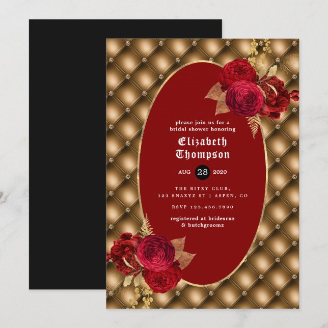 Floral Gothic Bridal Shower Invitation (Front/Back)
