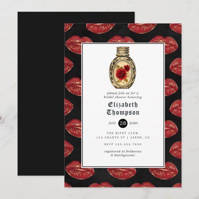 Floral Gothic Bridal Shower Invitation (Front/Back)