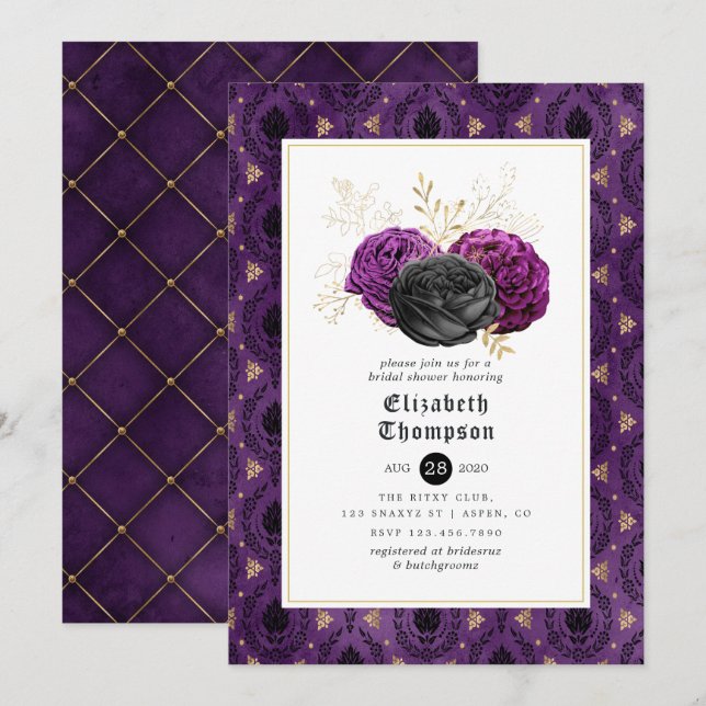 Floral Gothic Bridal Shower Invitation (Front/Back)