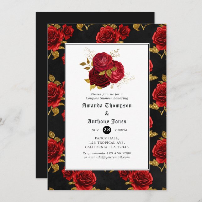 Floral Gothic Couples Shower Invitation (Front/Back)