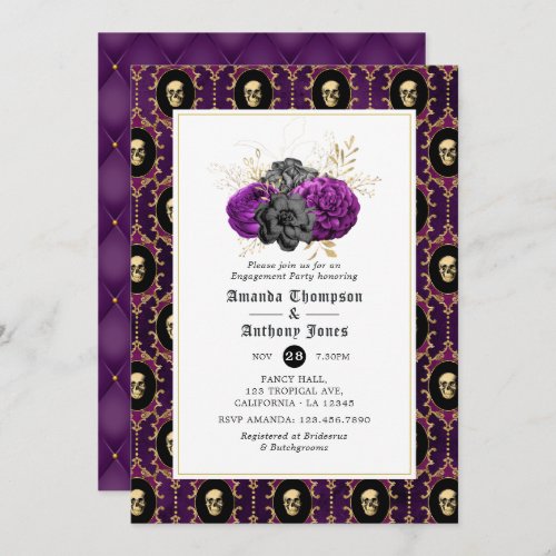 Floral Gothic Engagement Party Invitation