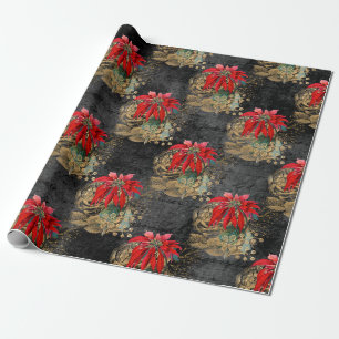 Floral Gothic Grunge Christmas Pattern Wrapping Paper