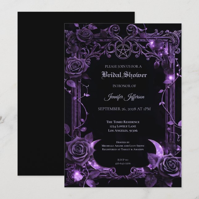 Floral Gothic Halloween Bridal Shower invitation (Front/Back)