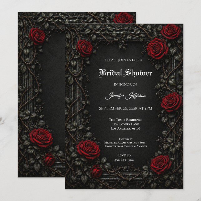 Floral Gothic Halloween Bridal Shower invitation (Front/Back)