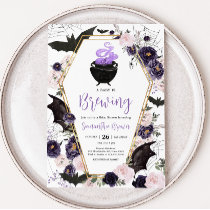 Floral Gothic Halloween Coffin Baby Shower Invitation
