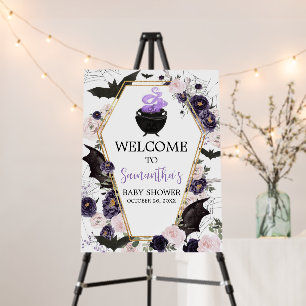 Floral Gothic Halloween Coffin Welcome Sign