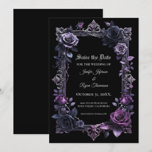 Floral Gothic Halloween Save the date invitation