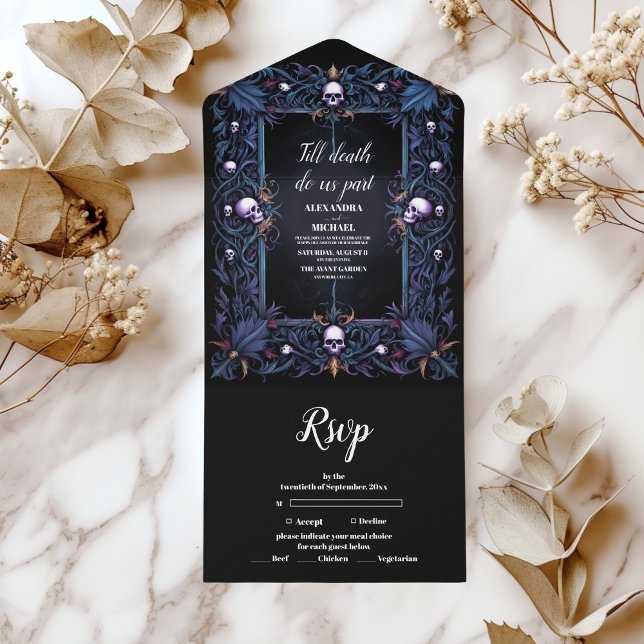 Floral Gothic Halloween Wedding All In One Invitation (Creator Uploaded)