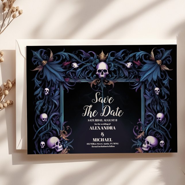 Floral Gothic Halloween Wedding Save The Date (Creator Uploaded)