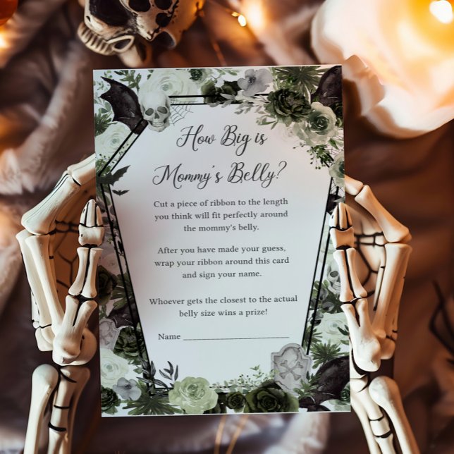 Floral Gothic How Big is Mommys Belly Game (Floral Gothic Coffin Baby Shower How Big is Mommys Belly Game)