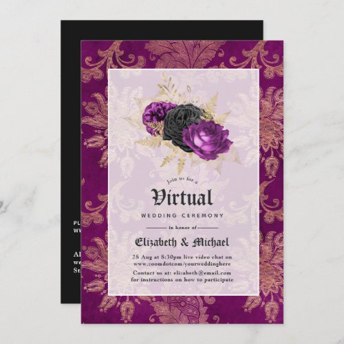 Floral Gothic Online Virtual Wedding Invitation