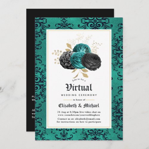 Floral Gothic Online Virtual Wedding Invitation