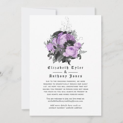 Floral Gothic Reduced Wedding Guest List Announcement