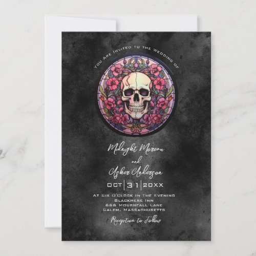 Floral Gothic Skull Wedding  Invitation