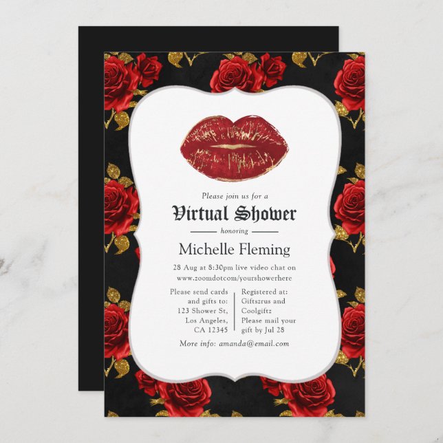 Floral Gothic Virtual Bridal Shower Invitation (Front/Back)