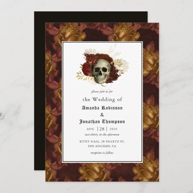 Floral Gothic Wedding Invitation (Front/Back)