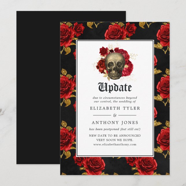 Floral Gothic Wedding Update Invitation (Front/Back)