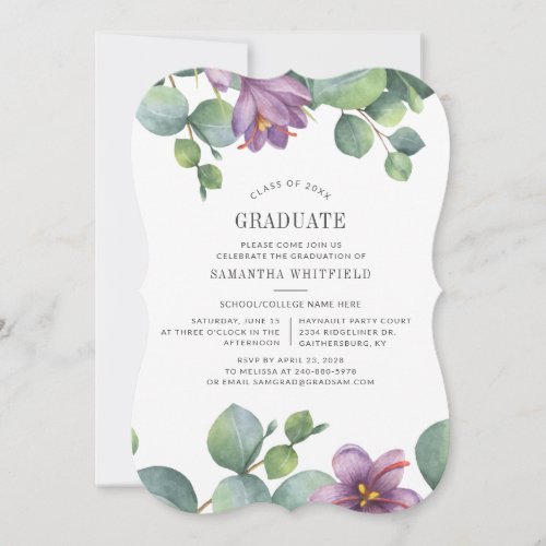 Floral Grad 2022 Eucalyptus Graduation Invitation