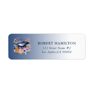 Floral Grad Hat Thank You Card Label