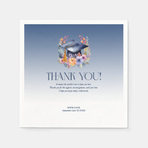 Floral Grad Hat Thank You Card Napkins