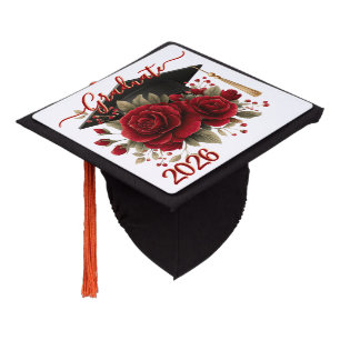 Floral Graduate 2026 Script Typography Design Graduation Cap Topper