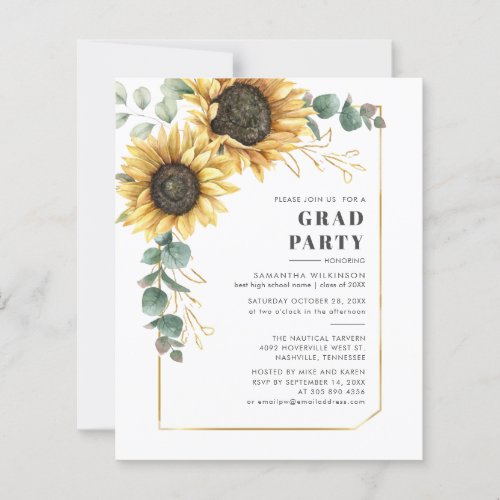 Floral Graduation 2024 Sunflower Party Invitation