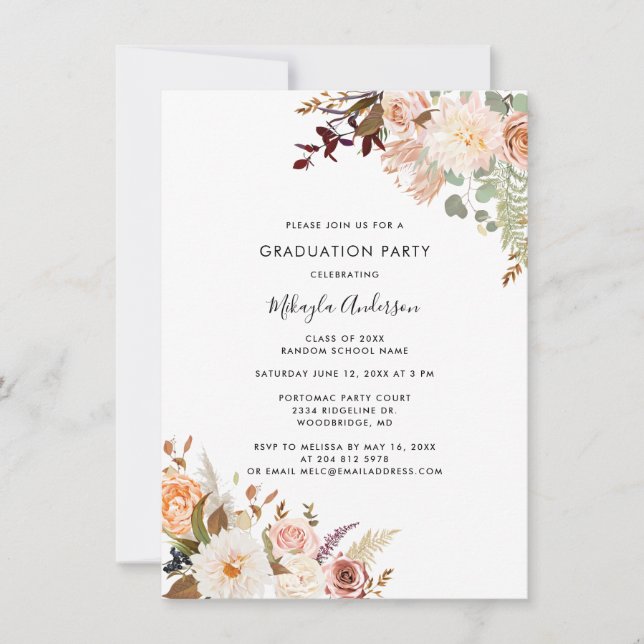 Floral Graduation 2025 Grad Photo Party Invitation (Front)