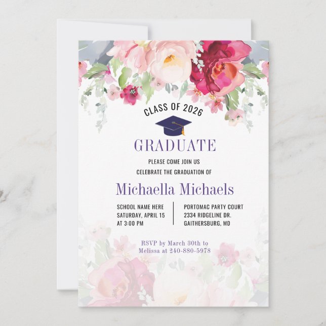 Floral Graduation 2025 Party Invitation (Front)