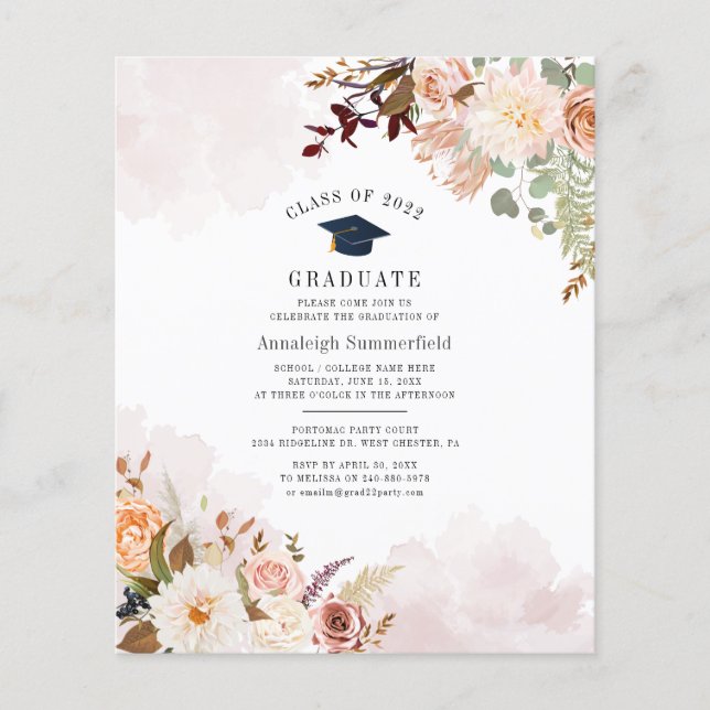 Floral Graduation 2025 Party Invitation (Front)