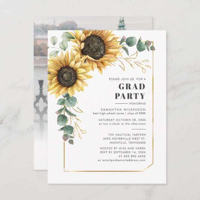 Floral Graduation 2025 Photo Party Invitation (Front/Back)