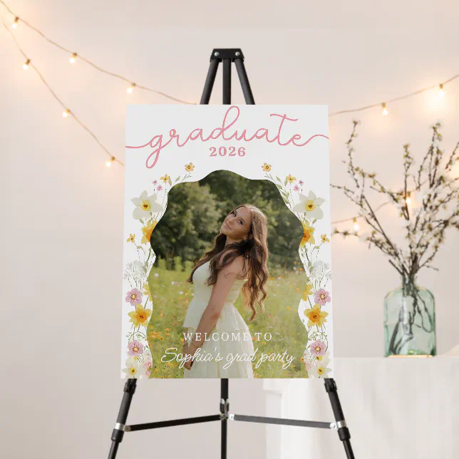 Floral Graduation Announcement Welcome Foam Boards | Zazzle