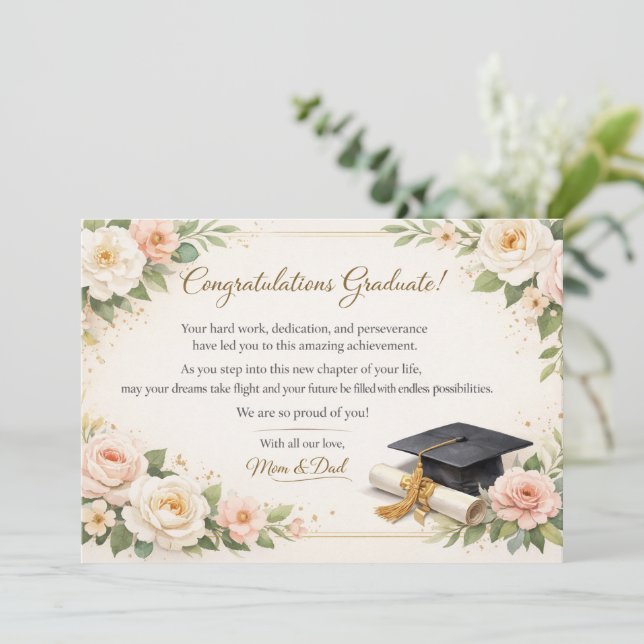 Floral Graduation Card (Standing Front)