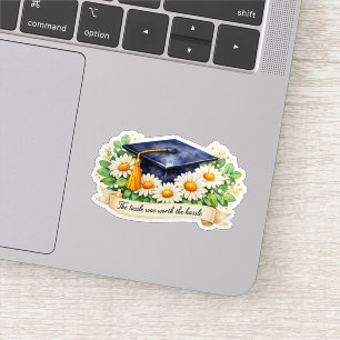 Floral Graduation Card Cute Watercolor Grad Cap Sticker
