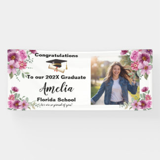 Floral Graduation Celebration Photo Banner
