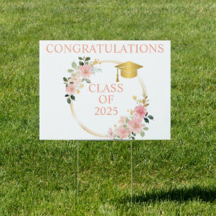 Floral Graduation Class of 2025 Sign