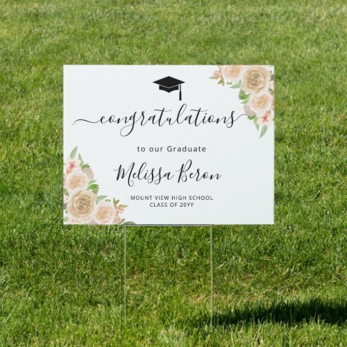 Floral Graduation congratulations Yard Sign