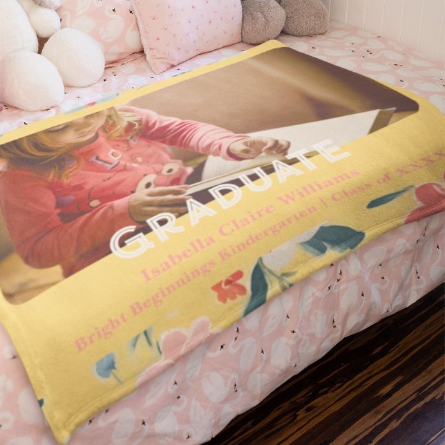 Floral Graduation Gifts for Kindergarteners Girls Baby Blanket (Floral Graduation Gifts for Kindergarteners Girls)