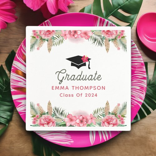 Floral Graduation Luau Class Of 2024 Graduate Napkins